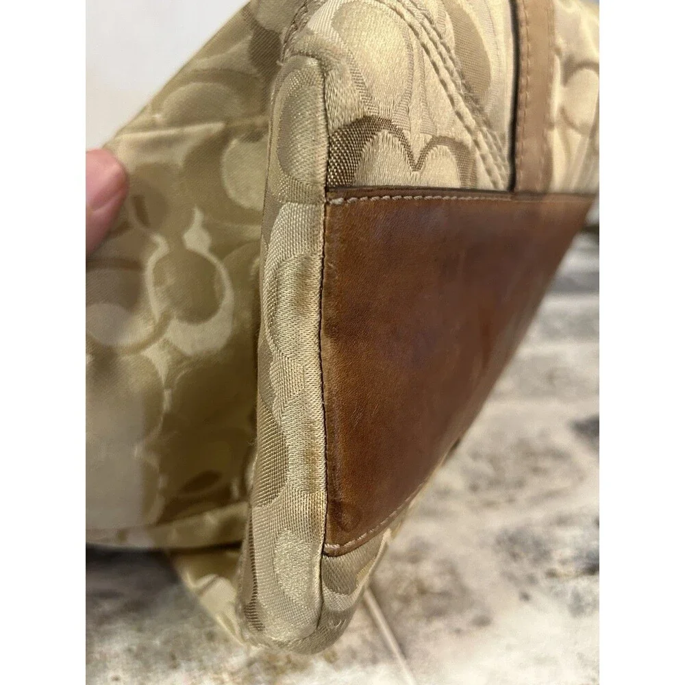 Y2K Coach Chelsea Optic Signature Turn Lock Satchel 10995 Tan Braided Handles